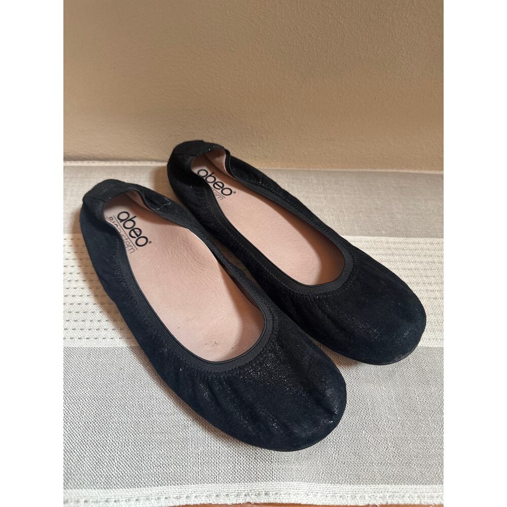 ABEO BIO System Tia Ballet Flat in Black Sparkle Faux Suede Size 9.5 N
